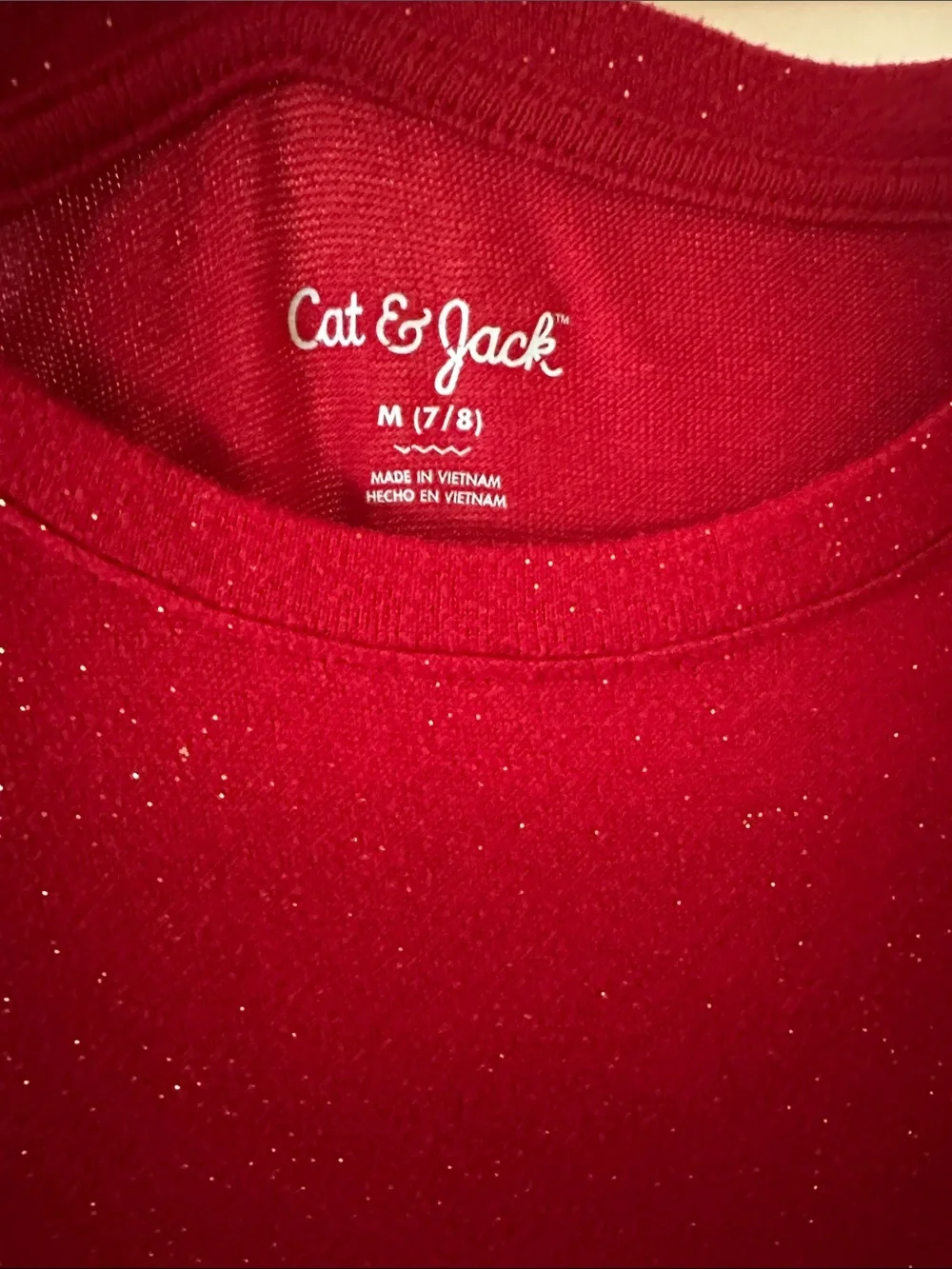 Cat & Jack Red Sparkle Crewneck Top
